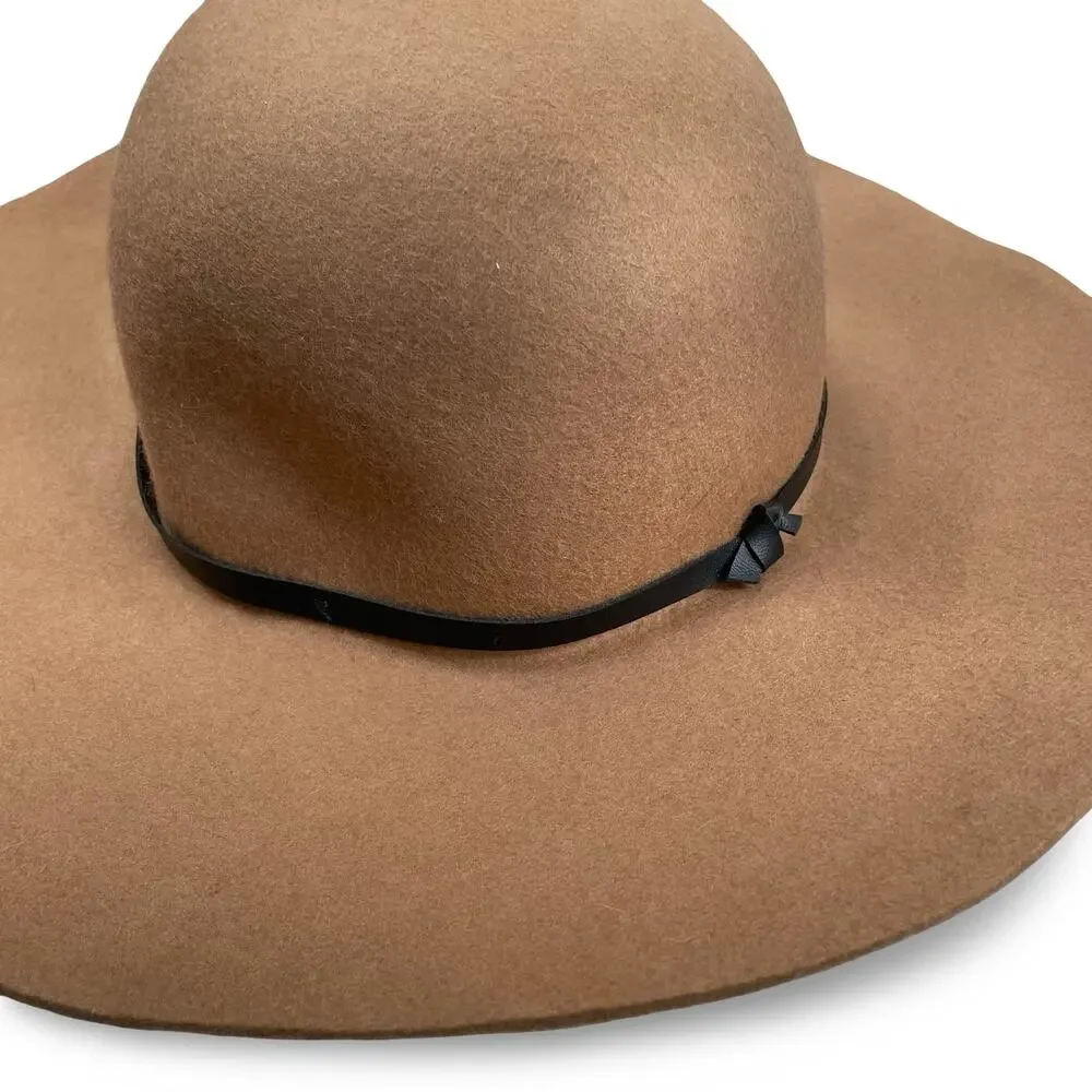 Old Navy Sun Hat 4” Wide Brim Floppy 100% Wool Chocolate Brown Large XL Boho
